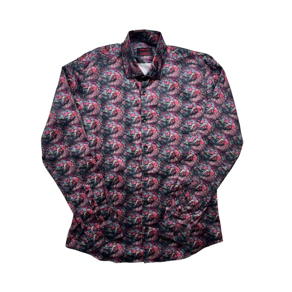 3-64 JARED LANG NWT Men's Dress Shirt Peacocks Multicolor XL - Picture 1 of 16